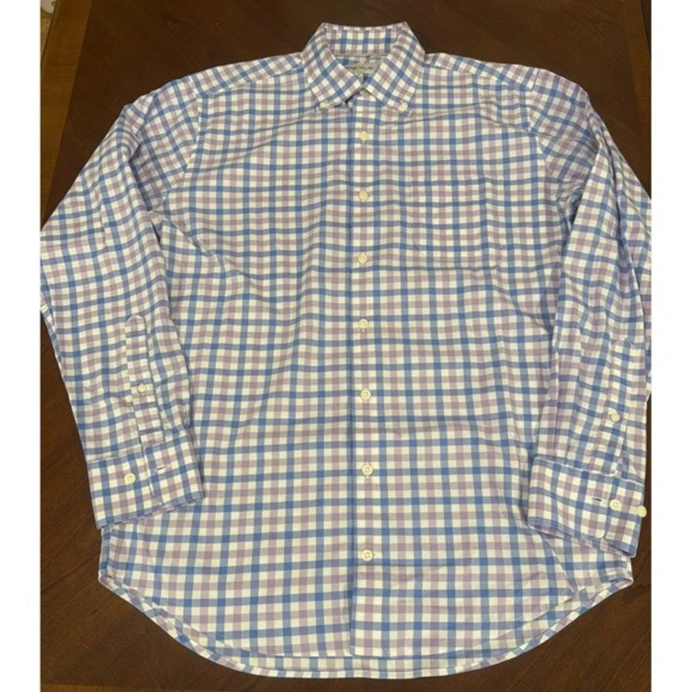 Peter Millar‎ Blue Purple Button Up Sport Long-Sleeve Button Shirt Men's Medium